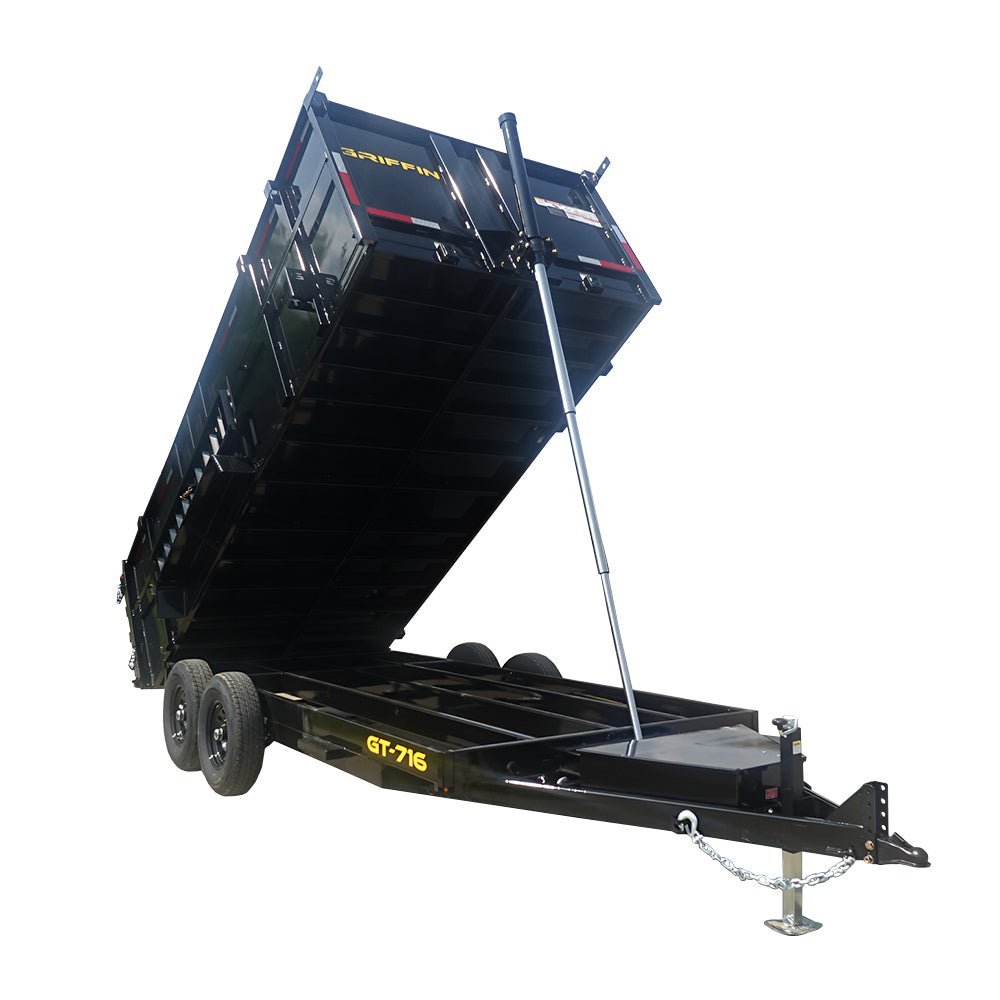 7x16 Telescopic Dump Trailer with 4ft Sides (2) 7K Axles 14k GVWR