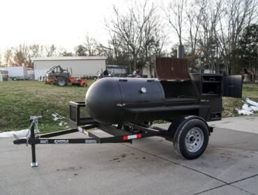 Smoker Trailer Pull Behind Wood 59"x 29" Charcoal Pit Wood Cage BBQ Cooker
