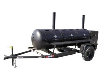 BBQ Smoker 300 Gallon Trailer Pull Behind with Charcoal Grill on the Front Compartment of Smoker