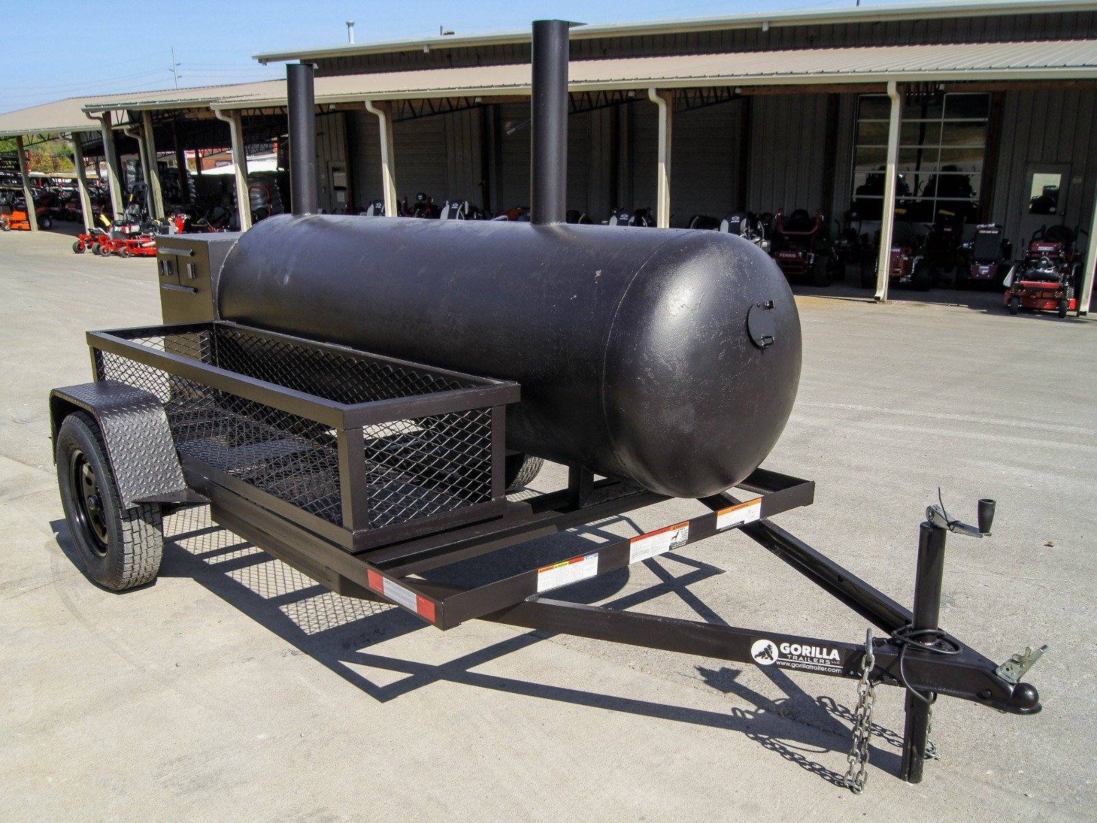BBQ Smoker 300 Gallon Trailer Pull Behind with Charcoal Grill on the Front Compartment of Smoker - Image 7