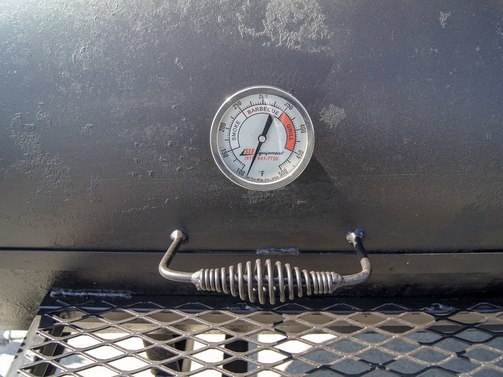 BBQ Smoker 300 Gallon Trailer Pull Behind with Charcoal Grill on the Front Compartment of Smoker - Image 10