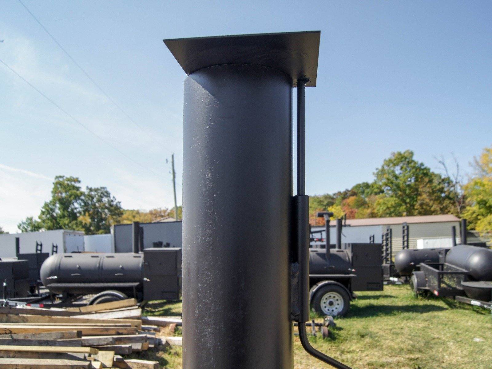 BBQ Smoker 300 Gallon Trailer Pull Behind with Charcoal Grill on the Front Compartment of Smoker - Image 12