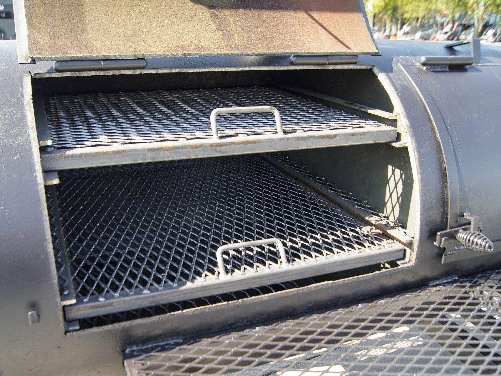 BBQ Smoker 300 Gallon Trailer Pull Behind with Charcoal Grill on the Front Compartment of Smoker - Image 22