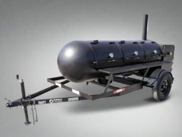 BBQ Smoker 330 Gallon Trailer Pull Behind with Wood Cage