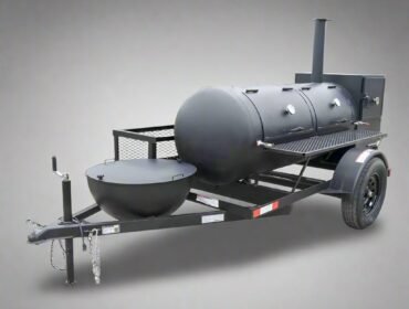 Pull Behind BBQ Smoker 250 Gallon with Round Charcoal Grill 3500lb Axle