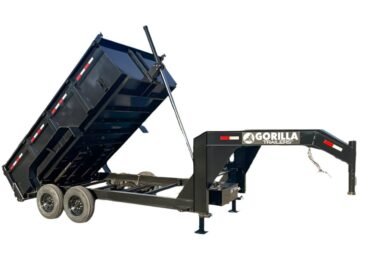 7x14 Gorilla Telescopic Gooseneck IBeam Dump Trailer 3ft Sides (2) 7K Axles